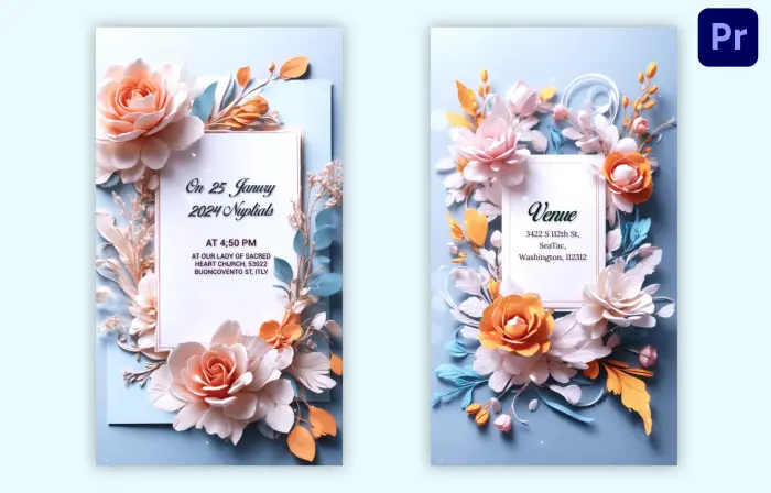 Creative 3D Floral Wedding Invitation Insta Story